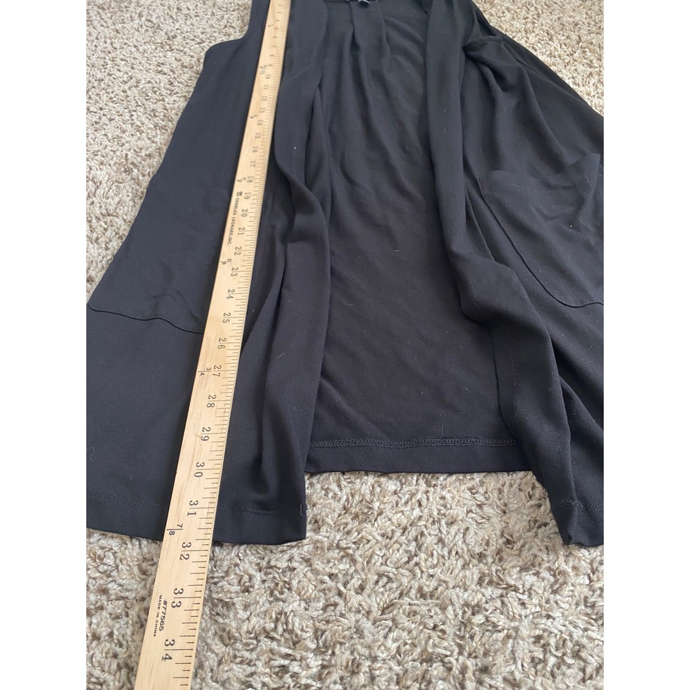 Eileen Fisher Womens Black Open Front Sleeveless Draped Cardigan Vest XS - Picture 3 of 4